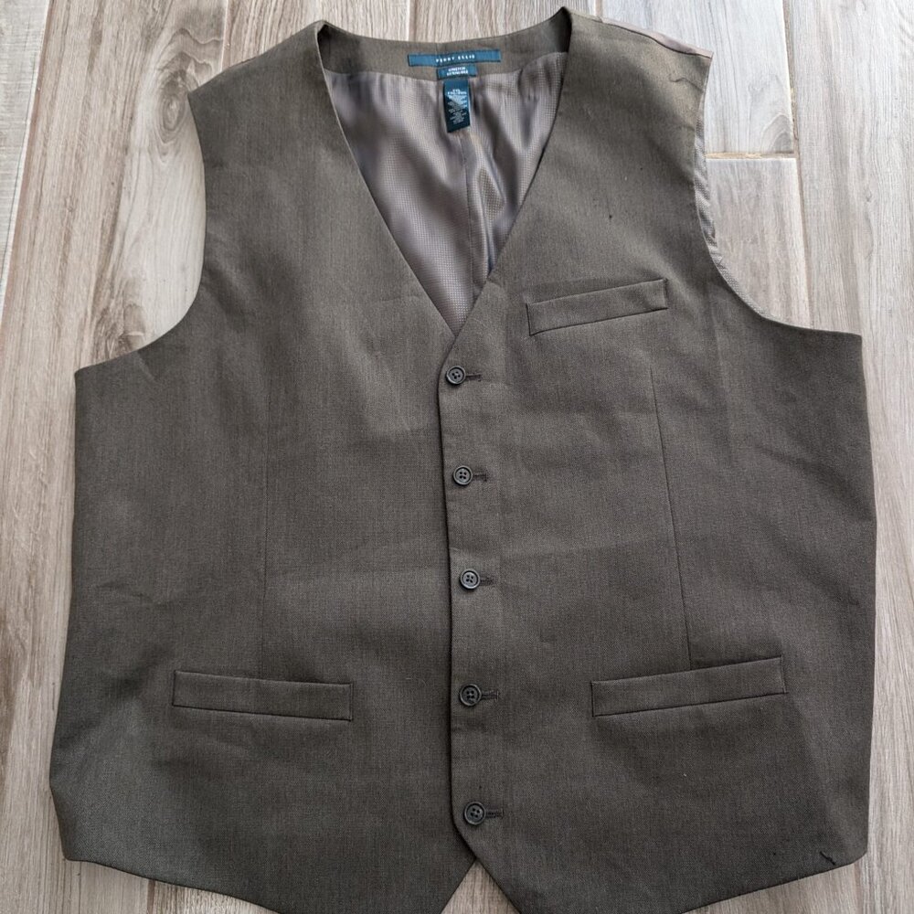 Perry Ellis Men's Vest XXL – Brown Stretch Formal Dress Vest